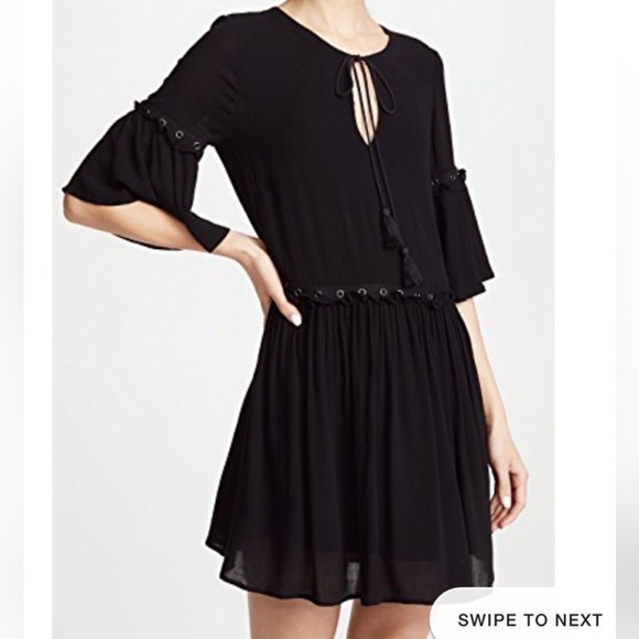 REBECCA MINKOFF SHORT BOHO STYLE DRESS BLACK SIZE: M ***NWT*** - Picture 2 of 10